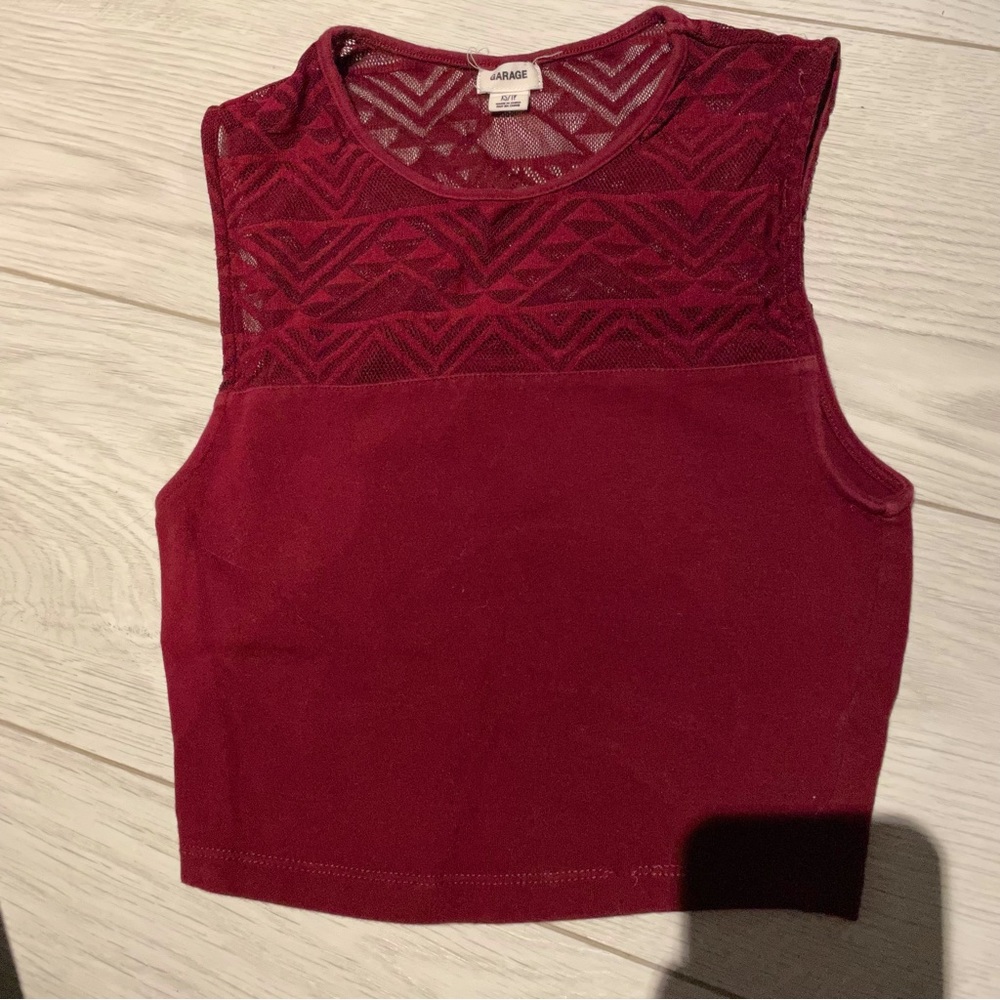 Garage highneck cropped tank